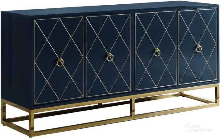 The appearance of Senior 64 Inch Transitional Wood Sideboard In Navy And Gold Plated designed by Best Master Furniture in the transitional interior design. This navy/gold piece of furniture  was selected by 1StopBedrooms from Senior Collection to add a touch of cosiness and style into your home. Sku: T1943NS. Material: Wood. Product Type: Sideboard. Image1