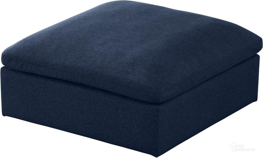 The appearance of Serene Navy Linen Fabric Deluxe Cloud-Like Comfort Ottoman designed by Meridian in the modern / contemporary interior design. This navy linen fabric piece of furniture  was selected by 1StopBedrooms from Serene Collection to add a touch of cosiness and style into your home. Sku: 601Navy-Ott. Product Type: Ottoman. Material: Linen. Image1