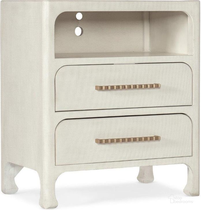 The appearance of Serenity Nightstand 6350-90216-03 designed by Hooker in the transitional interior design. This white piece of furniture  was selected by 1StopBedrooms from Serenity Collection to add a touch of cosiness and style into your home. Sku: 6350-90216-03. Material: Wood. Product Type: Nightstand. Image1