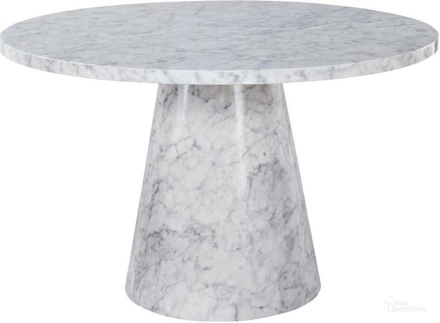 The appearance of Serenity White And Gray Faux Marble Round Dining Table designed by Best Master Furniture in the modern / contemporary interior design. This white/gray piece of furniture  was selected by 1StopBedrooms from Serenity Collection to add a touch of cosiness and style into your home. Sku: SH010WT. Table Base Style: Pedestal. Table Top Shape: Round. Material: Wood. Product Type: Dining Table. Size: 48". Image1