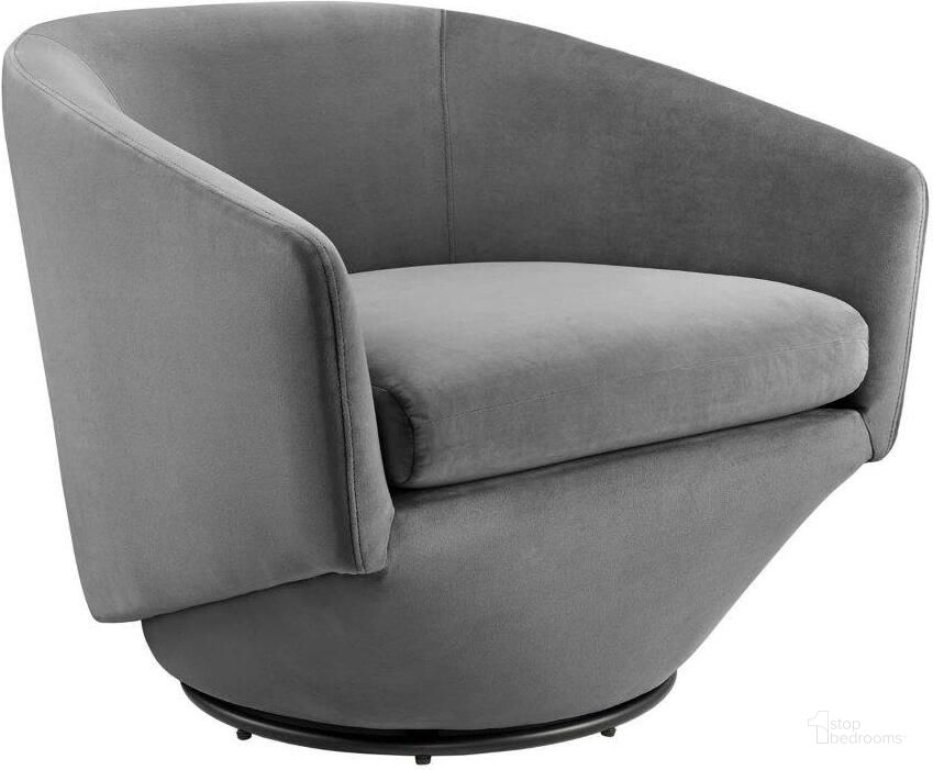 The appearance of Series Performance Velvet Fabric Swivel Chair In Gray designed by Modway in the modern / contemporary interior design. This gray piece of furniture  was selected by 1StopBedrooms from Series Collection to add a touch of cosiness and style into your home. Sku: EEI-6224-GRY. Product Type: Swivel Chair. Material: Plywood. Image1