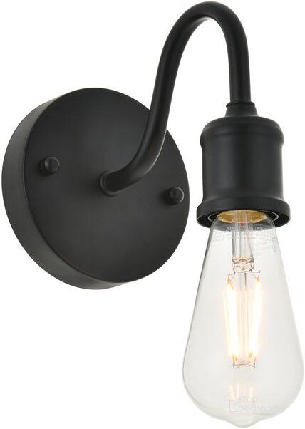 The appearance of Serif 1 Light Black Wall Sconce designed by Elegant Lighting in the transitional interior design. This black piece of furniture  was selected by 1StopBedrooms from Serif Collection to add a touch of cosiness and style into your home. Sku: LD4028W5BK. Material: Metal. Product Type: Wall Sconce. Image1