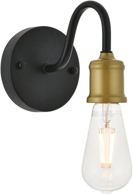 The appearance of Serif 1 Light Brass And Black Wall Sconce designed by Elegant Lighting in the transitional interior design. This brass and black piece of furniture  was selected by 1StopBedrooms from Serif Collection to add a touch of cosiness and style into your home. Sku: LD4028W5BRB. Material: Metal. Product Type: Wall Sconce. Image1