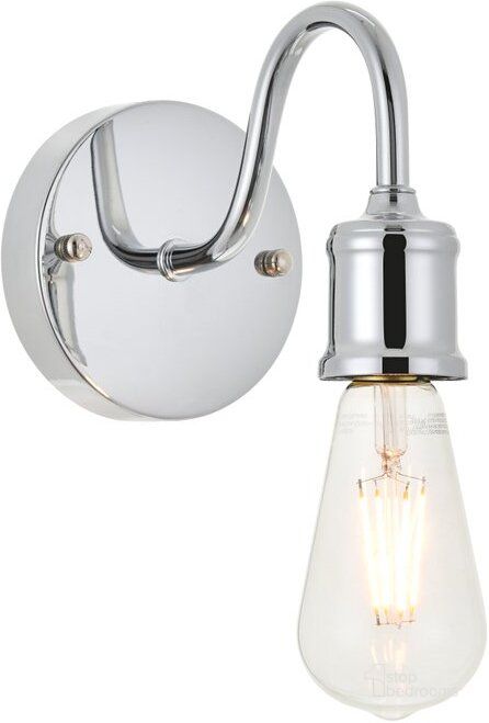 The appearance of Serif 1 Light Chrome Wall Sconce designed by Elegant Lighting in the transitional interior design. This chrome piece of furniture  was selected by 1StopBedrooms from Serif Collection to add a touch of cosiness and style into your home. Sku: LD4028W5C. Material: Metal. Product Type: Wall Sconce. Image1