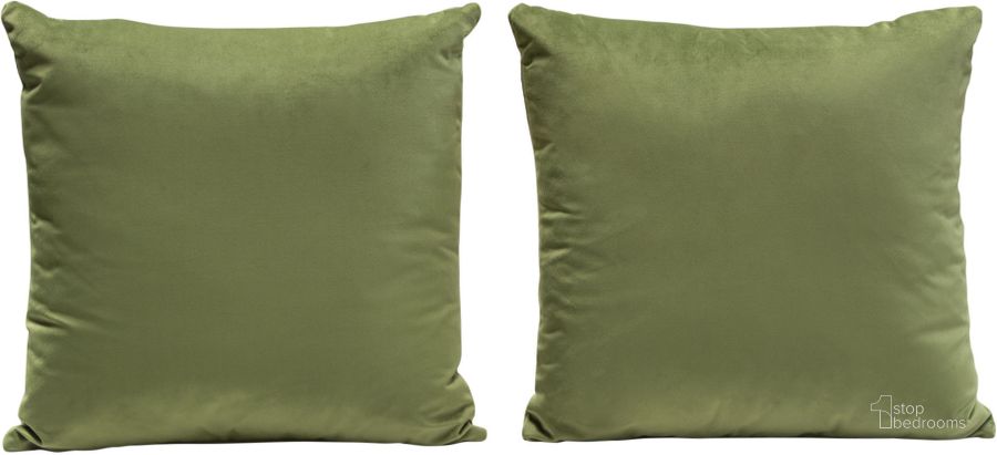 The appearance of Set of 2 16 Inch Square Accent Pillows in Sage Green Velvet designed by Diamond Sofa in the modern / contemporary interior design. This sage green piece of furniture  was selected by 1StopBedrooms from  to add a touch of cosiness and style into your home. Sku: PILLOW16SA2PK. Product Type: Pillows and Throw. Material: Velvet. Image1