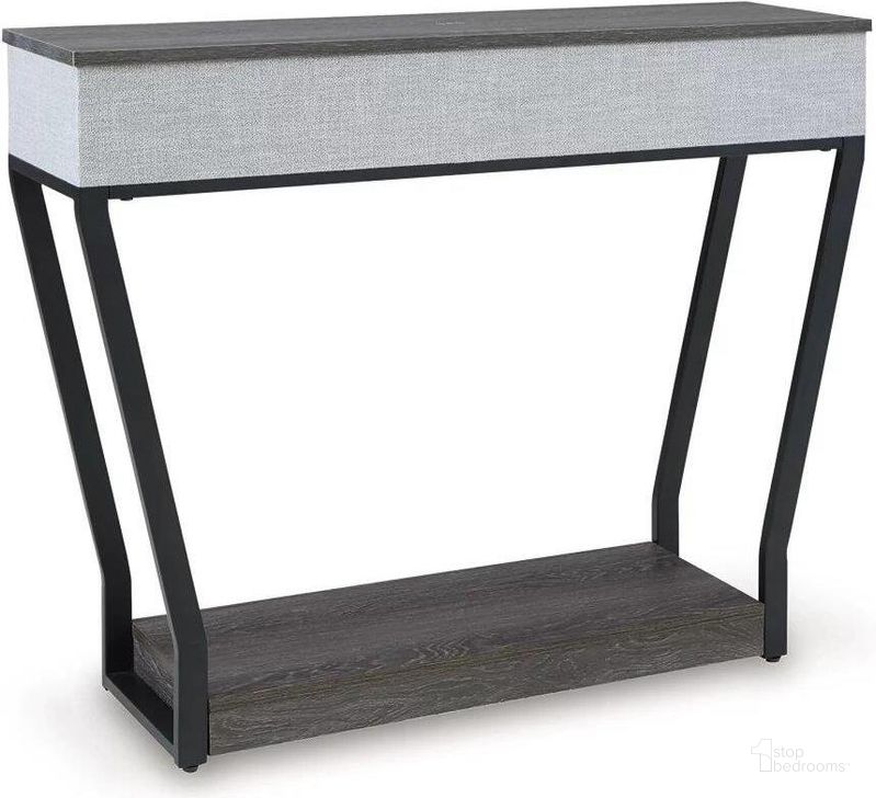 The appearance of Sethlen Console Sofa Table In Gray and Black designed by Signature Design by Ashley in the modern / contemporary interior design. This gray and black piece of furniture  was selected by 1StopBedrooms from Sethlen Collection to add a touch of cosiness and style into your home. Sku: A4000640. Material: Wood. Product Type: Sofa Table. Image1
