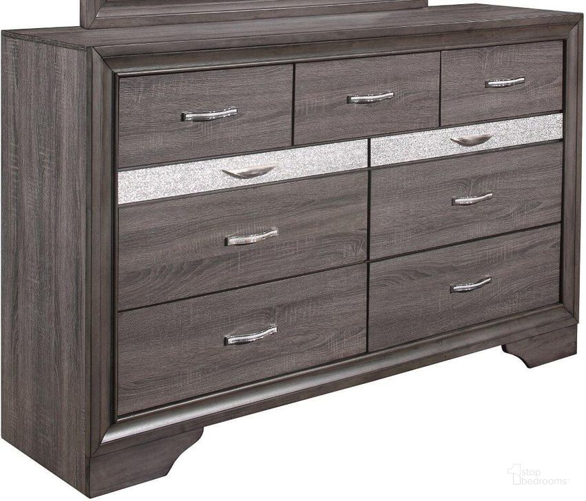 The appearance of Seville Dresser In Grey designed by Global Furniture USA in the modern / contemporary interior design. This grey piece of furniture  was selected by 1StopBedrooms from Seville Collection to add a touch of cosiness and style into your home. Sku: SEVILLE-MALAMINE GREY-DR. Product Type: Dresser. Material: Rubberwood. Image1