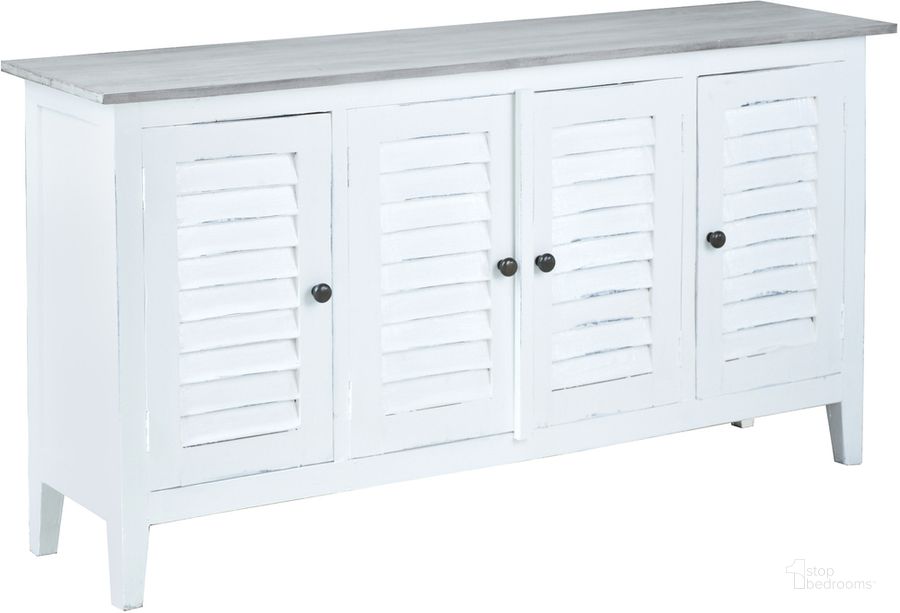 The appearance of Shabby Chic Cottage 59 Inch Shutter Door Credenza In White and Gray designed by Sunset Trading in the rustic / southwestern interior design. This white/gray piece of furniture  was selected by 1StopBedrooms from Shabby Chic Cottage Collection to add a touch of cosiness and style into your home. Sku: CC-CAB1748TLD-WWSW. Material: Wood. Product Type: Server. Image1