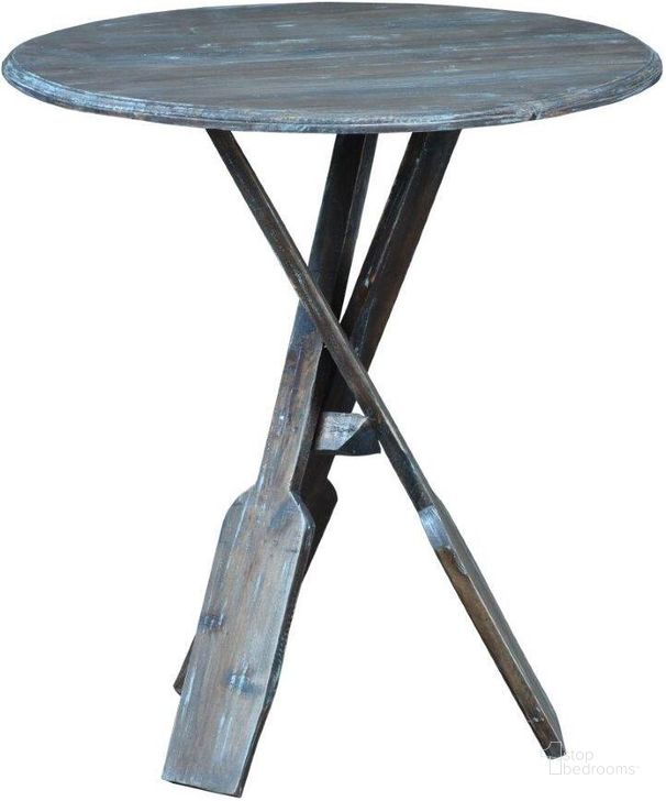 The appearance of Shabby Chic Cottage Distressed Brown and Blue Round Boat Oar Accent Table designed by Sunset Trading in the rustic / southwestern interior design. This brown and blue piece of furniture  was selected by 1StopBedrooms from Shabby Chic Cottage Collection to add a touch of cosiness and style into your home. Sku: CC-TAB813LD-BBR. Material: Wood. Product Type: Accent Table. Image1