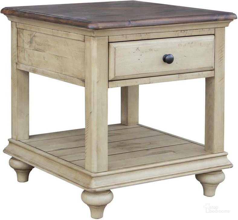 The appearance of Shades of Sand Shelf End Table designed by Sunset Trading in the modern / contemporary interior design. This antique white piece of furniture  was selected by 1StopBedrooms from Shades Of Sand Collection to add a touch of cosiness and style into your home. Sku: CF-2391-0490. Product Type: End Table. Material: Pine. Image1