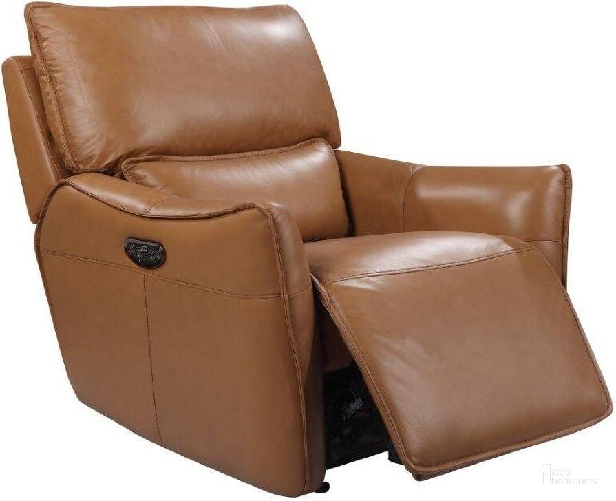 The appearance of Shae Desert Leather Portland Dual Power Glider Recliner designed by Leather Italia USA in the modern / contemporary interior design. This beige piece of furniture  was selected by 1StopBedrooms from Shae Collection to add a touch of cosiness and style into your home. Sku: 1555-EH12109G-011006LV. Material: Fabric. Product Type: Recliner. Image1