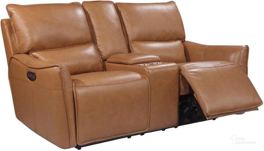 The appearance of Shae Desert Leather Portland Dual Power Reclining Console Loveseat designed by Leather Italia USA in the modern / contemporary interior design. This beige piece of furniture  was selected by 1StopBedrooms from Shae Collection to add a touch of cosiness and style into your home. Sku: 1555-EH12109C-021006LV. Material: Fabric. Product Type: Loveseat. Image1
