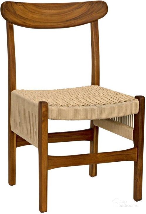 The appearance of Shagira Chair In Teak With Woven Rope designed by Noir in the transitional interior design. This clear piece of furniture  was selected by 1StopBedrooms from  to add a touch of cosiness and style into your home. Sku: AE-236T. Material: Wood. Product Type: Dining Chair. Image1