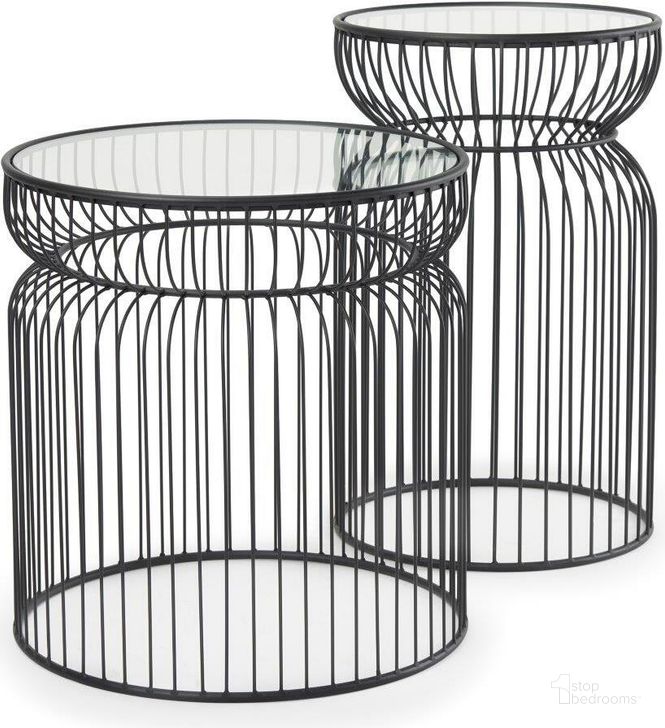The appearance of Shani Round Black Metal With Glass Accent Tables Set of 2 designed by Mercana in the modern / contemporary interior design. This black piece of furniture  was selected by 1StopBedrooms from Shani Collection to add a touch of cosiness and style into your home. Sku: 70089. Material: Metal. Product Type: Accent Table. Image1