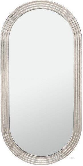 The appearance of Shania Oval Silver Mirror designed by Safavieh Couture in the modern / contemporary interior design. This silver piece of furniture  was selected by 1StopBedrooms from Shania Collection to add a touch of cosiness and style into your home. Sku: CMI1009A. Material: Aluminum. Product Type: Accent Mirror. Image1