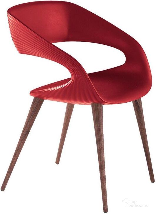 The appearance of Shape Dining Chair In Red With Wood Legs designed by Bellini Modern Living in the modern / contemporary interior design. This red piece of furniture  was selected by 1StopBedrooms from Shape Collection to add a touch of cosiness and style into your home. Sku: Shape RD-WD. Material: Wood. Product Type: Dining Chair. Image1
