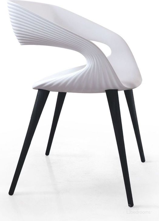 The appearance of Shape White Dining Chair With Anthracite Legs designed by Bellini Modern Living in the modern / contemporary interior design. This white piece of furniture  was selected by 1StopBedrooms from Shape Collection to add a touch of cosiness and style into your home. Sku: Shape WHT-ANT. Product Type: Dining Chair.