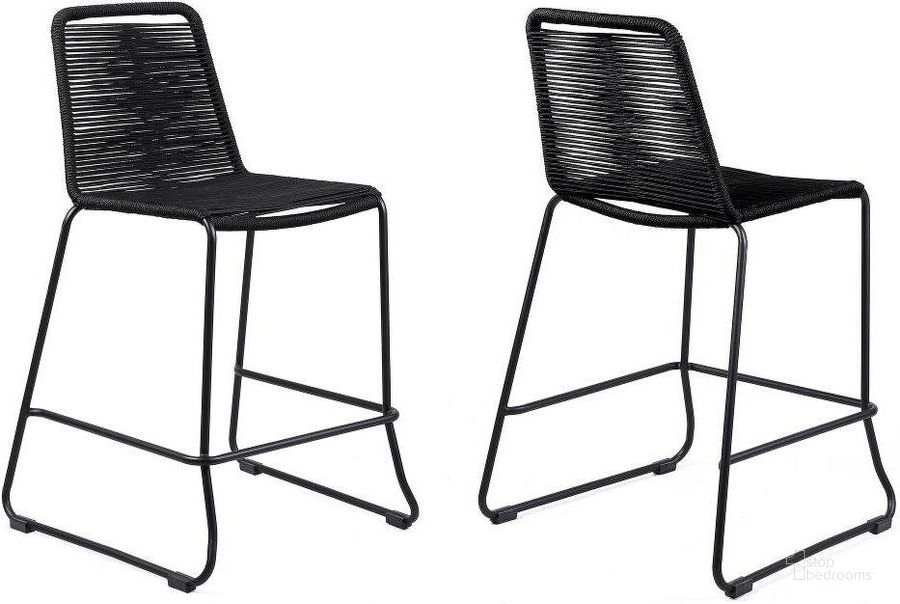 The appearance of Shasta 26 Inch Outdoor Metal And Black Rope Stackable Counter Stool designed by Armen Living in the modern / contemporary interior design. This black piece of furniture  was selected by 1StopBedrooms from Shasta Collection to add a touch of cosiness and style into your home. Sku: LCSTBABLBLK26. Product Type: Barstool. Material: Rope. Image1