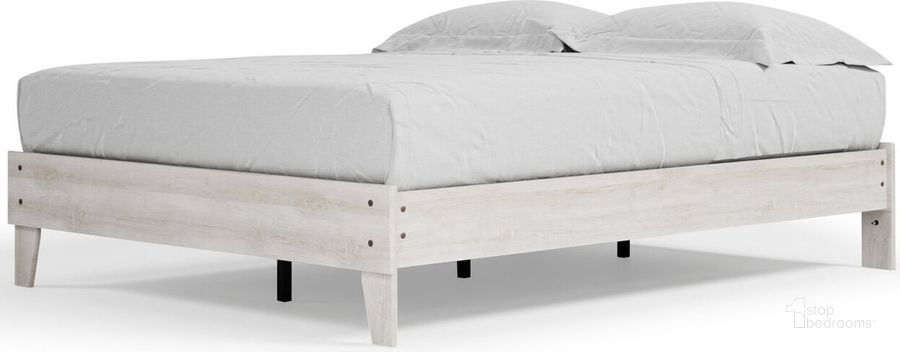 The appearance of Shawburn Whitewash Queen Platform Bed designed by Signature Design by Ashley in the transitional interior design. This white wash piece of furniture  was selected by 1StopBedrooms from Shawburn Collection to add a touch of cosiness and style into your home. Sku: EB4121-113. Bed Type: Platform Bed. Material: Wood. Product Type: Platform Bed. Bed Size: Queen. Image1