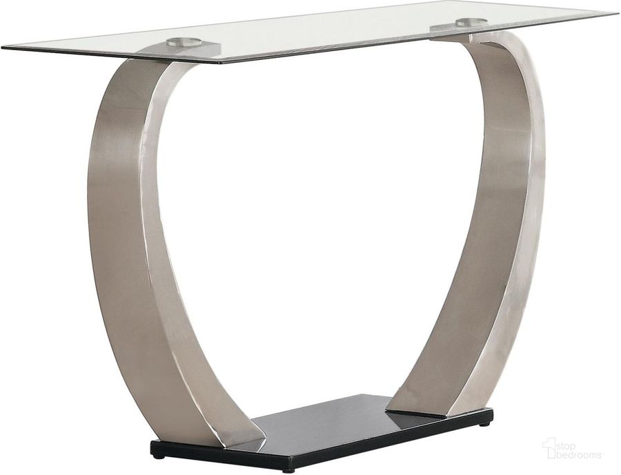 The appearance of Shearwater Sofa Table designed by Coaster in the modern / contemporary interior design. This chrome piece of furniture  was selected by 1StopBedrooms from Shearwater Collection to add a touch of cosiness and style into your home. Sku: 701239B1;701239B2. Material: Glass. Product Type: Sofa Table. Image1