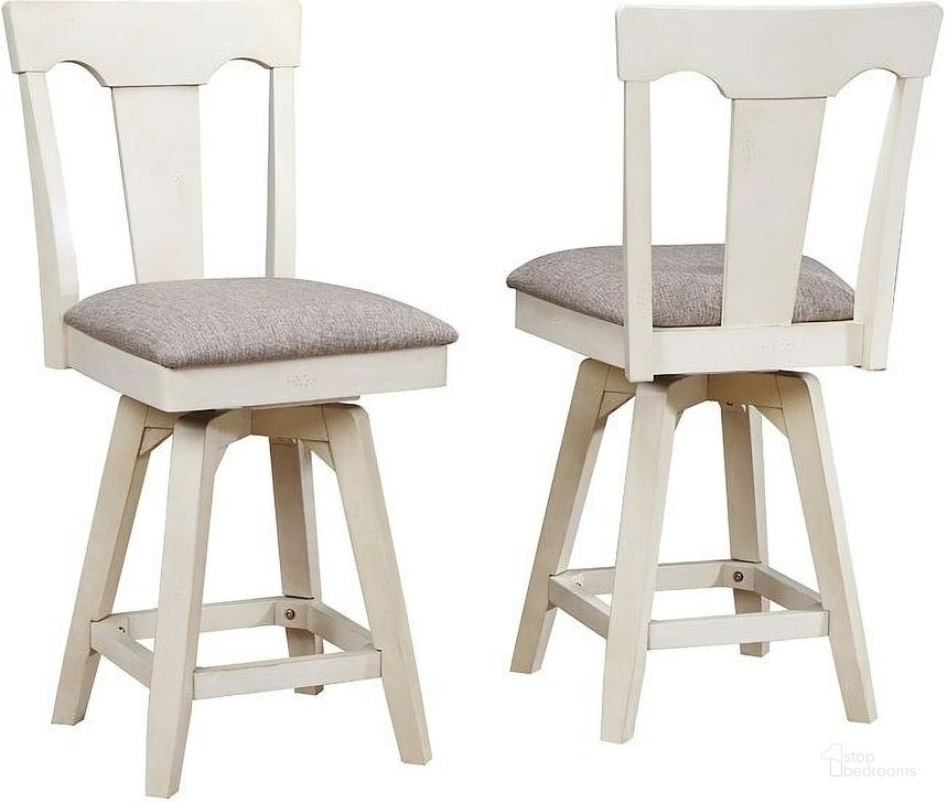 The appearance of Sheehan White Barstool Set of 2 0qd24352686 designed by Bennett Interiors in the transitional interior design. This white piece of furniture  was selected by 1StopBedrooms from Sheehan Collection to add a touch of cosiness and style into your home. Sku: 0739-20-CS1. Material: Wood. Product Type: Barstool.