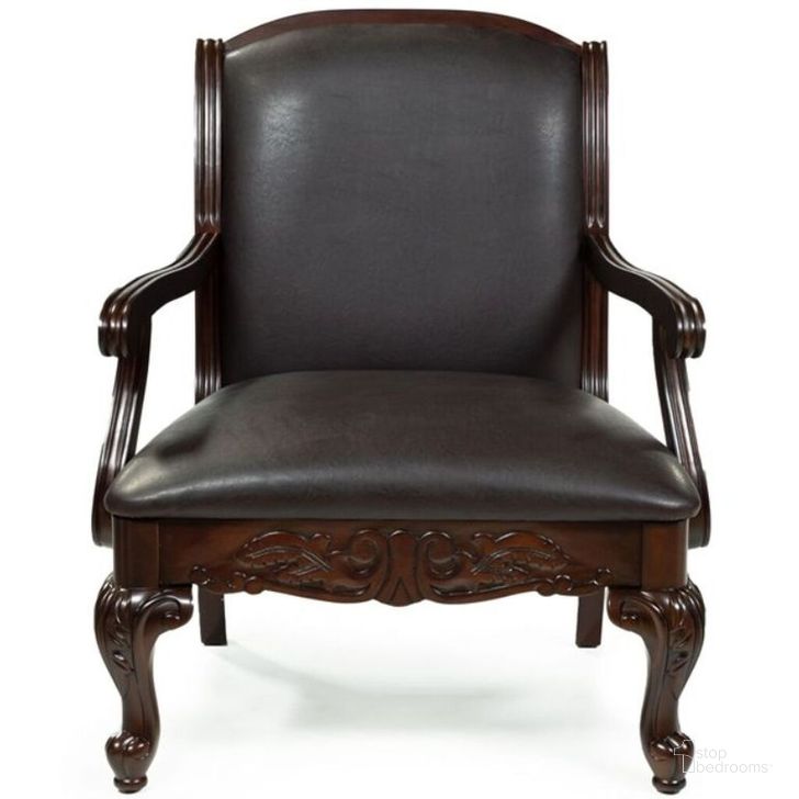The appearance of Sheffield Accent Chair designed by Furniture of America in the traditional interior design. This brown piece of furniture  was selected by 1StopBedrooms from Sheffield Collection to add a touch of cosiness and style into your home. Sku: CM-AC6177-PU. Material: Wood. Product Type: Accent Chair. Image1