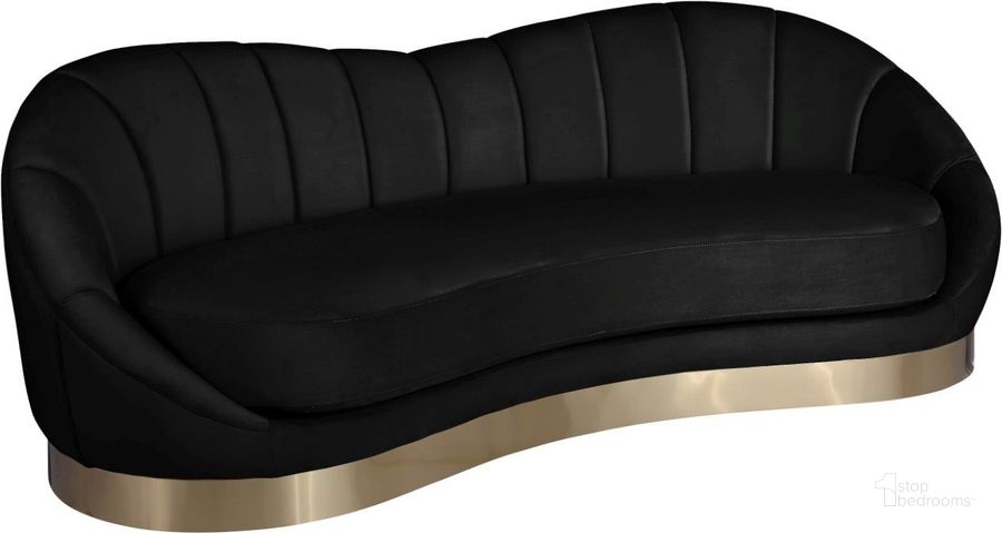 The appearance of Shelly Black Velvet Sofa designed by Meridian in the modern / contemporary interior design. This black velvet piece of furniture  was selected by 1StopBedrooms from Shelly Collection to add a touch of cosiness and style into your home. Sku: 623Black-S. Product Type: Sofa. Material: Velvet. Image1