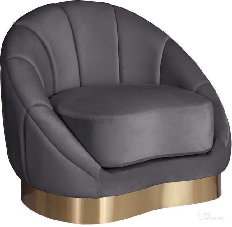 The appearance of Shelly Grey Velvet Chair designed by Meridian in the modern / contemporary interior design. This grey velvet piece of furniture  was selected by 1StopBedrooms from Shelly Collection to add a touch of cosiness and style into your home. Sku: 623Grey-C. Product Type: Living Room Chair. Material: Velvet. Image1