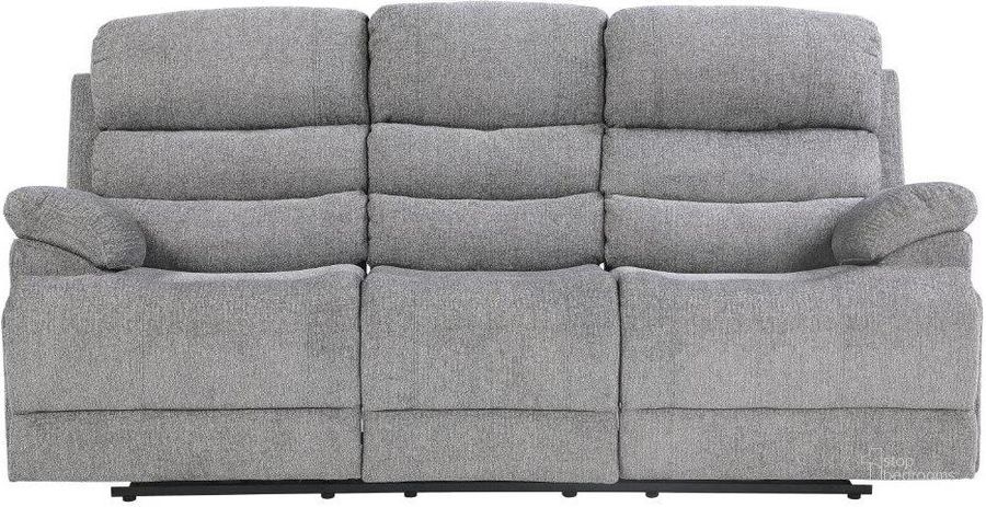 The appearance of Sherbrook Gray Power Double Reclining Sofa With Power Headrests designed by Homelegance in the modern / contemporary interior design. This gray piece of furniture  was selected by 1StopBedrooms from Sherbrook Collection to add a touch of cosiness and style into your home. Sku: 9422FS-3PWH. Product Type: Reclining Sofa. Material: Chenille. Image1