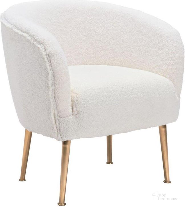 The appearance of Sherpa Accent Chair Beige and Gold designed by Zuo Modern in the modern / contemporary interior design. This gold and beige piece of furniture  was selected by 1StopBedrooms from Sherpa Collection to add a touch of cosiness and style into your home. Sku: 101868. Product Type: Accent Chair. Material: Plywood. Image1