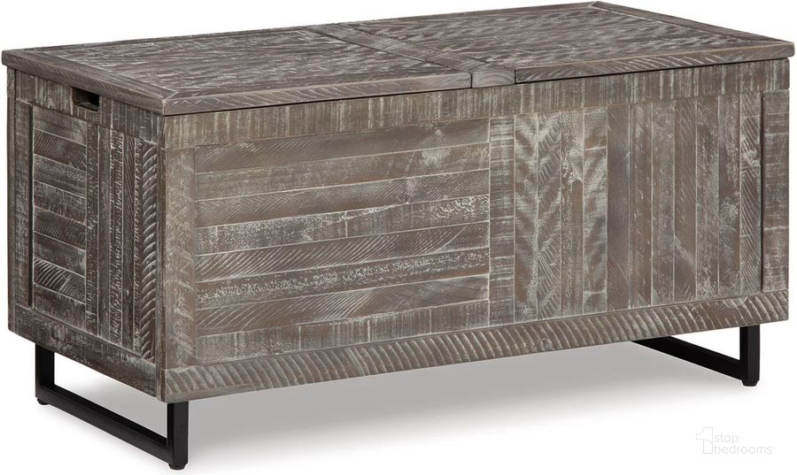 The appearance of Sherpaville Distressed Gray Storage and Organization designed by Bennett Interiors in the transitional interior design. This distressed gray piece of furniture  was selected by 1StopBedrooms from Sherpaville Collection to add a touch of cosiness and style into your home. Sku: A4000338. Material: Wood. Product Type: Storage Trunk. Image1