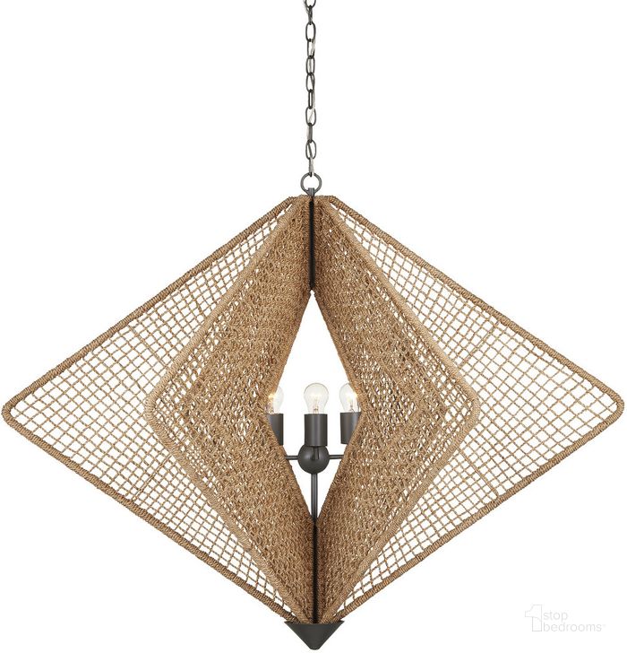 The appearance of Shizen Rope Chandelier In Natural designed by Currey & Company in the modern / contemporary interior design. This natural piece of furniture  was selected by 1StopBedrooms from Hiroshi Koshitaka Collection to add a touch of cosiness and style into your home. Sku: 9000-0965. Product Type: Chandelier. Material: Iron. Image1