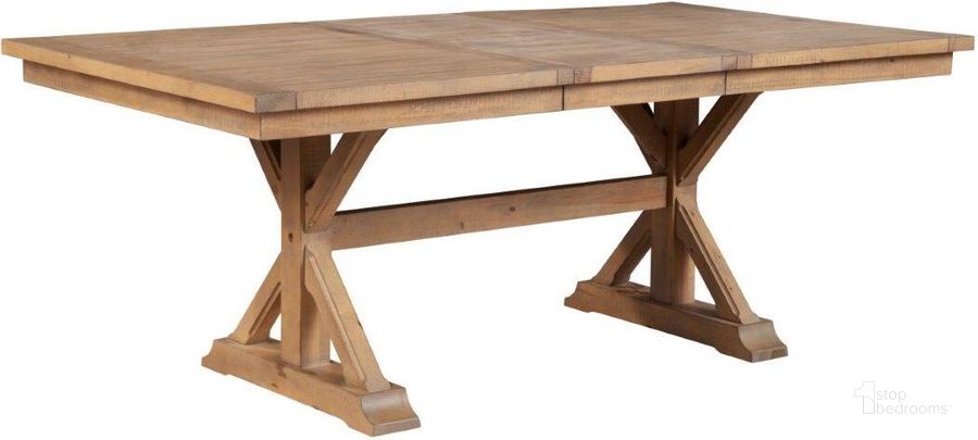 The appearance of Shoreford Natural Dining Table designed by Polished Pine in the country / farmhouse interior design. This natural piece of furniture  was selected by 1StopBedrooms from Shoreford Collection to add a touch of cosiness and style into your home. Sku: 4202-01. Table Base Style: Trestle. Product Type: Dining Table. Table Top Shape: Rectangular. Material: Solid Pine. Size: 42". Image1