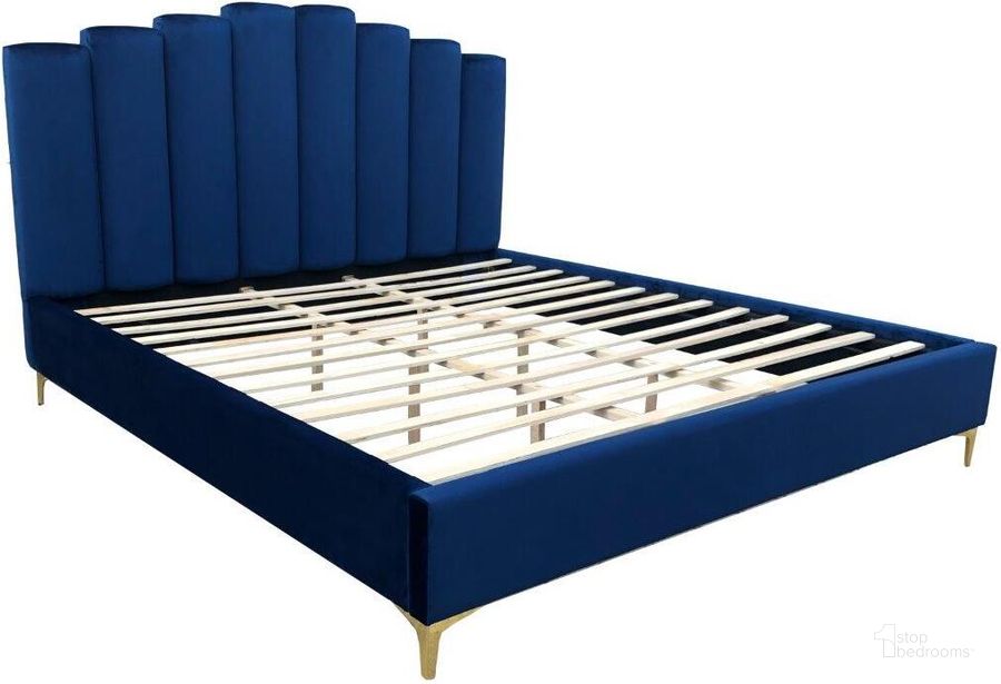 The appearance of Sicily Velvet Fabric King Platform Bed In Blue designed by Best Master Furniture in the modern / contemporary interior design. This blue piece of furniture  was selected by 1StopBedrooms from Sicily Collection to add a touch of cosiness and style into your home. Sku: 562VBLEK. Bed Type: Platform Bed. Material: Upholstered. Product Type: Platform Bed. Bed Size: King. Image1