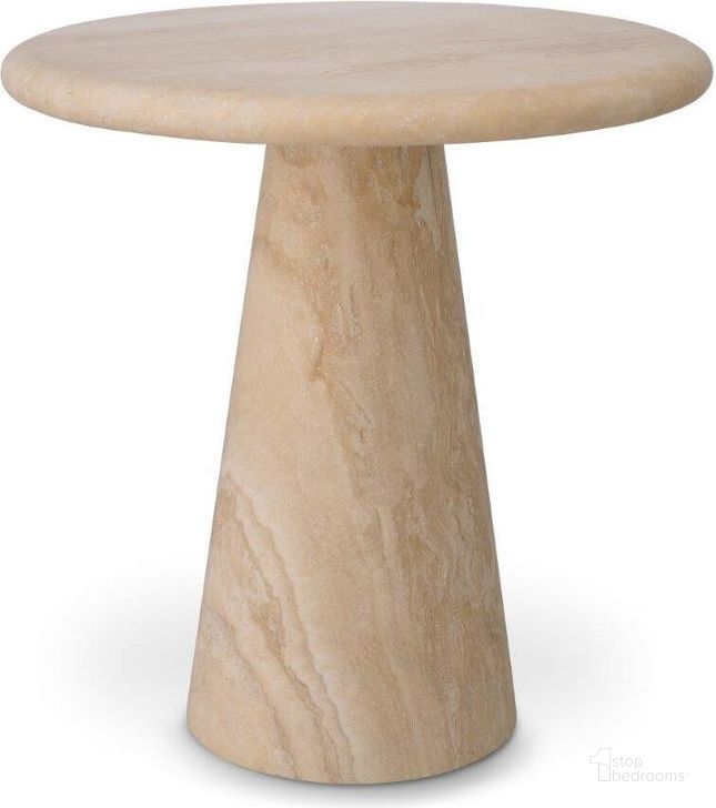 The appearance of Side Table Adriana S Travertine designed by Eichholtz in the modern / contemporary interior design. This travertine piece of furniture  was selected by 1StopBedrooms from Adriana Collection to add a touch of cosiness and style into your home. Sku: 116213;116338. Product Type: Side Table. Image1