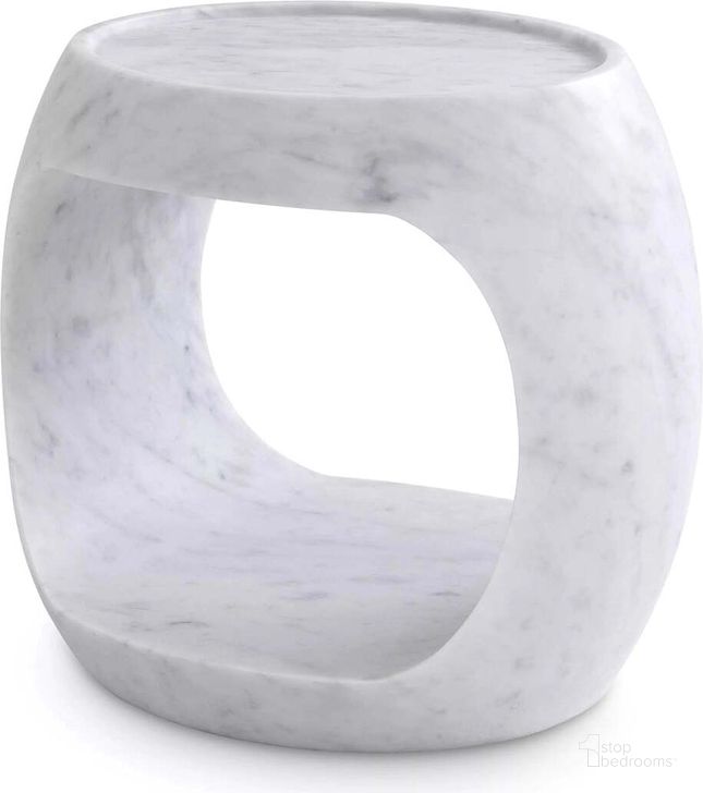 The appearance of Side Table Clipper Low Honed White Marble designed by Eichholtz in the modern / contemporary interior design. This white piece of furniture  was selected by 1StopBedrooms from Clipper Collection to add a touch of cosiness and style into your home. Sku: 114856. Material: Marble. Product Type: Side Table. Image1