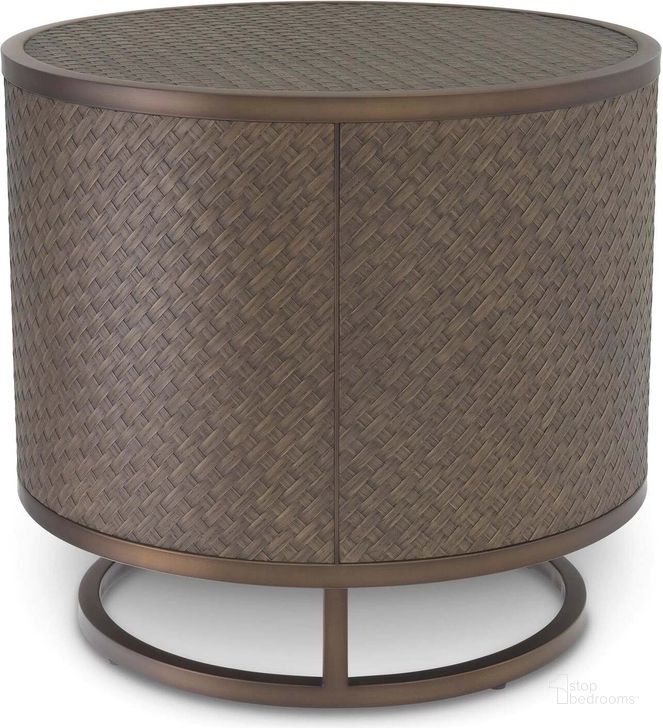 The appearance of Side Table Napa Valley Woven Oak Veneer designed by Eichholtz in the modern / contemporary interior design. This bronze piece of furniture  was selected by 1StopBedrooms from Napa Collection to add a touch of cosiness and style into your home. Sku: 113395. Material: Wood. Product Type: Side Table. Image1