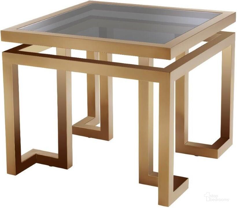 The appearance of Side Table Palmer Brushed Brass Finish designed by Eichholtz in the modern / contemporary interior design. This brass piece of furniture  was selected by 1StopBedrooms from Palmer Collection to add a touch of cosiness and style into your home. Sku: 114030A;114030B. Product Type: Side Table.