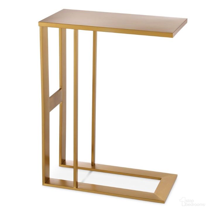 The appearance of Side Table Pierre Brushed Brass Finish designed by Eichholtz in the modern / contemporary interior design. This brass piece of furniture  was selected by 1StopBedrooms from Pierre Collection to add a touch of cosiness and style into your home. Sku: 114032. Product Type: Side Table. Material: Brass. Image1