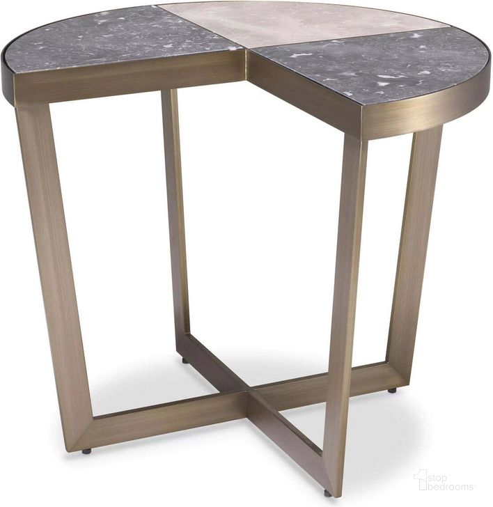 The appearance of Side Table Turino Brushed Brass Finish Grey Marble designed by Eichholtz in the modern / contemporary interior design. This brass piece of furniture  was selected by 1StopBedrooms from Turino Collection to add a touch of cosiness and style into your home. Sku: 114352. Material: Marble. Product Type: Side Table. Image1
