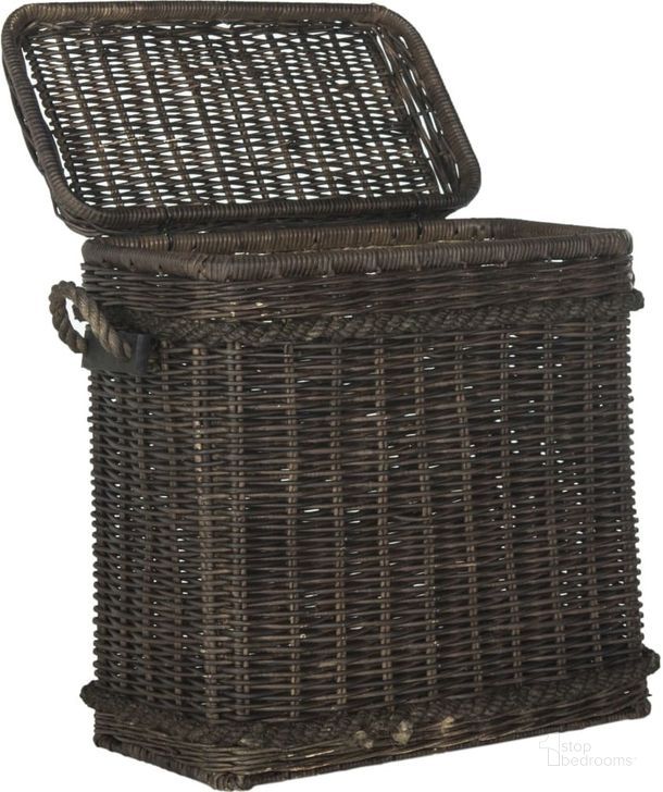 The appearance of Sidonie Dark Natural Wicker Hamper designed by Safavieh in the traditional interior design. This dark brown piece of furniture  was selected by 1StopBedrooms from Sidonie Collection to add a touch of cosiness and style into your home. Sku: SEA7020B. Product Type: Hamper. Material: Iron. Image1