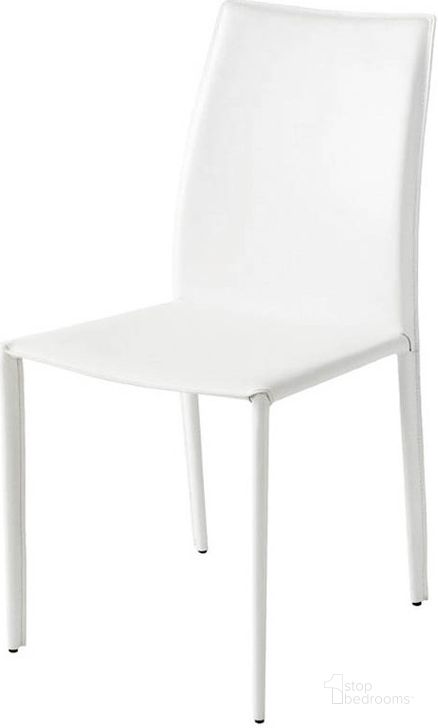 The appearance of Sienna White Leather Dining Chair designed by Nuevo in the modern / contemporary interior design. This white piece of furniture  was selected by 1StopBedrooms from Sienna Collection to add a touch of cosiness and style into your home. Sku: HGGA285. Material: Leather. Product Type: Dining Chair. Image1