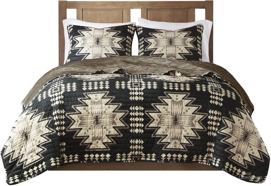The appearance of Sierra Polyester Sierra Print Plush Queen Coverlet Set In Tan/Black designed by Olliix in the cabin / lodge interior design. This tan/black piece of furniture  was selected by 1StopBedrooms from Sierra Collection to add a touch of cosiness and style into your home. Sku: WR13-3324. Material: Polyester. Bed Size: Queen. Product Type: Coverlet Set. Image1