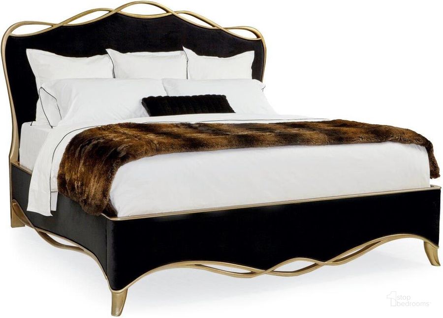 The appearance of Caracole Signature Debut Ribbon King Bed 123 designed by Caracole in the transitional interior design. This gold piece of furniture  was selected by 1StopBedrooms from Signature Debut Collection to add a touch of cosiness and style into your home. Sku: SIG-416-123. Bed Type: Panel Bed. Product Type: Panel Bed. Bed Size: King. Material: Poplar. Image1