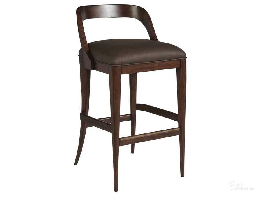 The appearance of Signature Designs Rich Walnut Beale Low Back Bar Stool designed by Artistica Home in the transitional interior design. This brown piece of furniture  was selected by 1StopBedrooms from Signature Designs Collection to add a touch of cosiness and style into your home. Sku: 01-2104-896-01. Product Type: Barstool. Image1