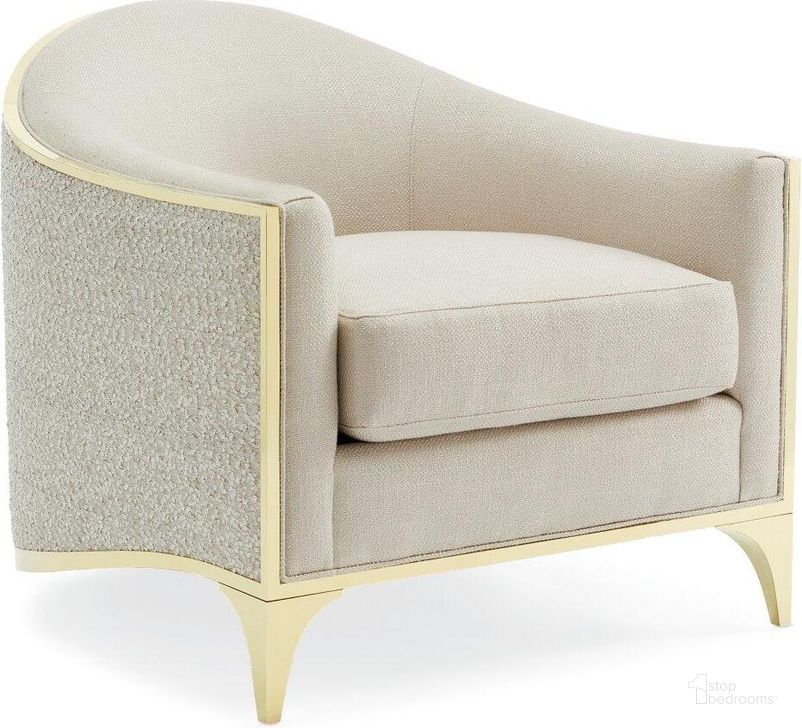 The appearance of Caracole Signature Simpatico Svelte Chair Ivory designed by Caracole in the transitional interior design. This gold piece of furniture  was selected by 1StopBedrooms from Signature Simpatico Collection to add a touch of cosiness and style into your home. Sku: SGU-017-232-A. Product Type: Accent Chair. Material: Stainless Steel. Image1