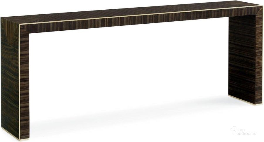 The appearance of Caracole Signature Simpatico Cosmopolitan Console designed by Caracole in the transitional interior design. This gold piece of furniture  was selected by 1StopBedrooms from Signature Simpatico Collection to add a touch of cosiness and style into your home. Sku: SIG-017-441. Material: Wood. Product Type: Console Table. Image1