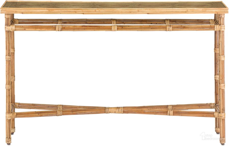 The appearance of Silang Rattan Console Table In Natural designed by Currey & Company in the modern / contemporary interior design. This natural piece of furniture  was selected by 1StopBedrooms from Silang Collection to add a touch of cosiness and style into your home. Sku: 3000-0174. Product Type: Console Table. Material: Iron. Image1