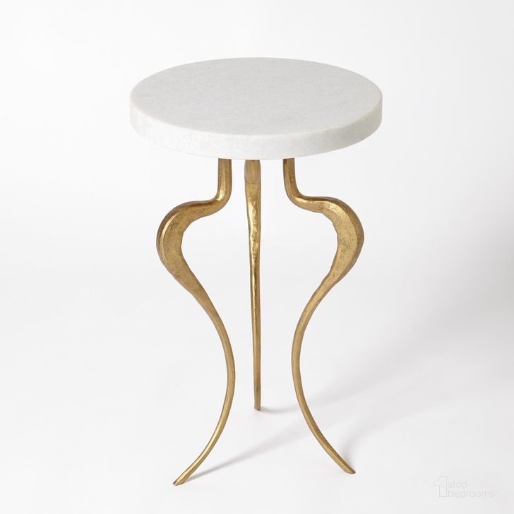 The appearance of Silhouette Accent Table In Antique Gold With White Honed Marble Top designed by Global Views in the modern / contemporary interior design. This gold piece of furniture  was selected by 1StopBedrooms from Silhouette Collection to add a touch of cosiness and style into your home. Sku: 7.91036. Product Type: Accent Table. Material: Iron. Image1