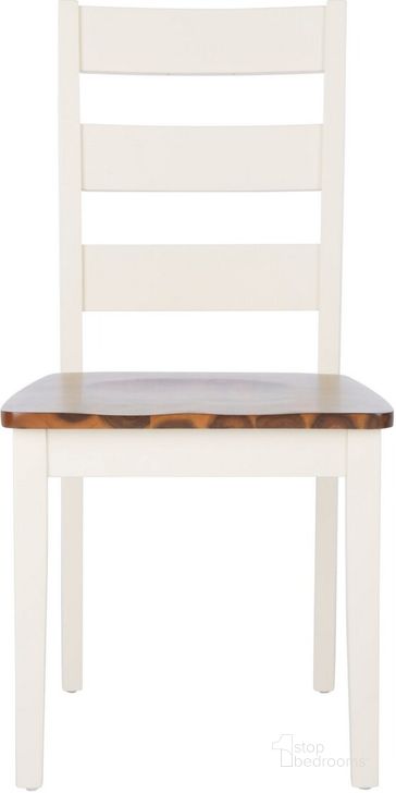The appearance of Silio Ladder Back Dining Chair in White and Natural designed by Safavieh in the country / farmhouse interior design. This white/natural piece of furniture  was selected by 1StopBedrooms from Silio Collection to add a touch of cosiness and style into your home. Sku: DCH9213A-SET2. Material: Wood. Product Type: Dining Chair. Image1